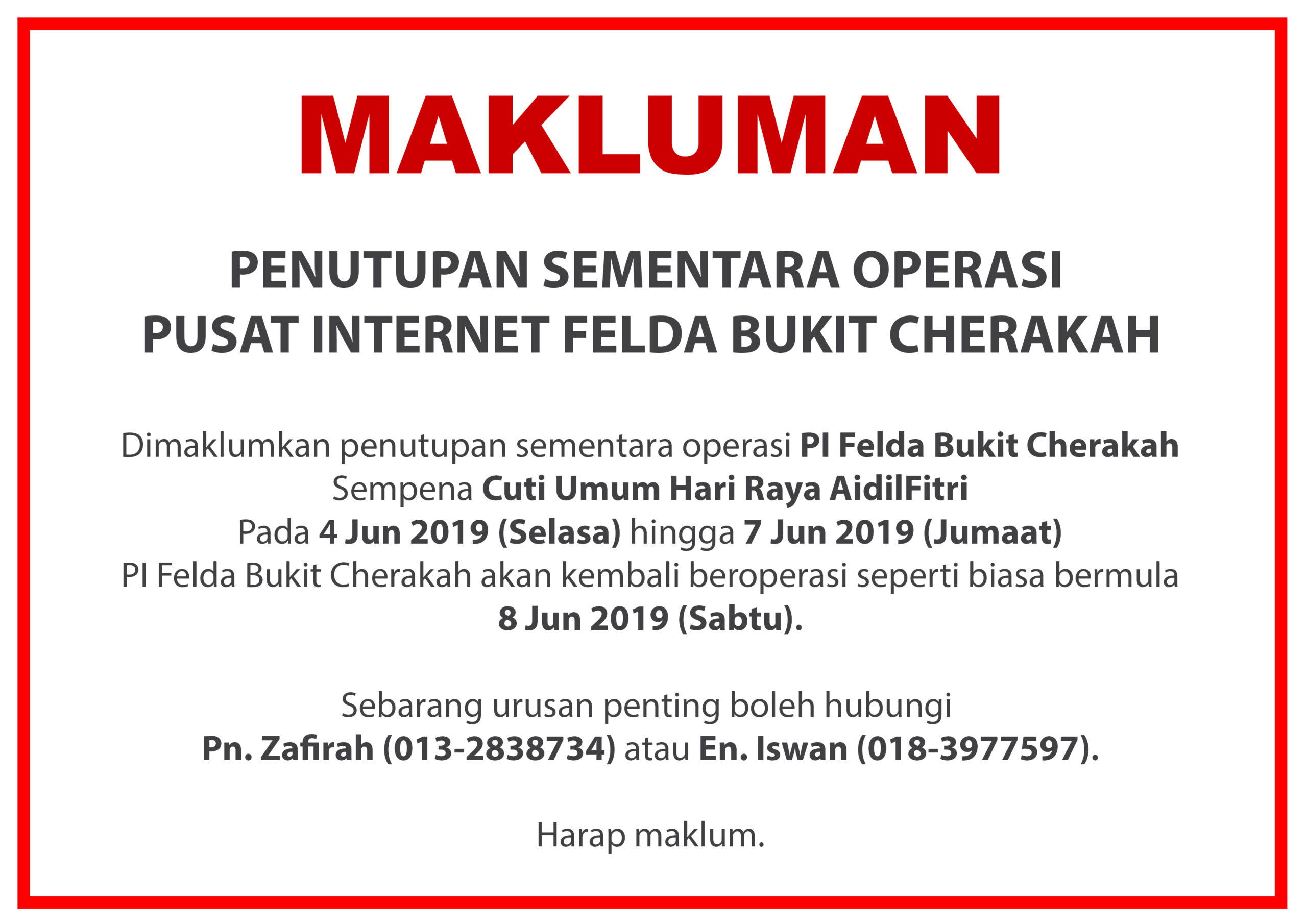 NOTIS PENUTUPAN PI raya