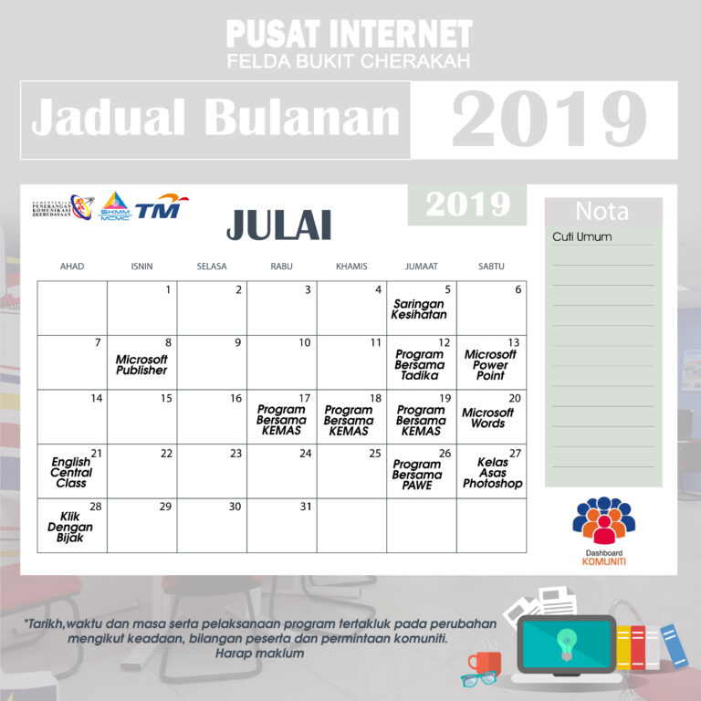 Kalender Pi1M JULAI 2019