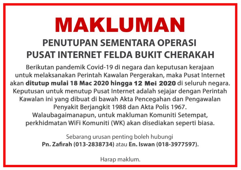 NOTIS PENUTUPAN PI Covid 19 fasa 4