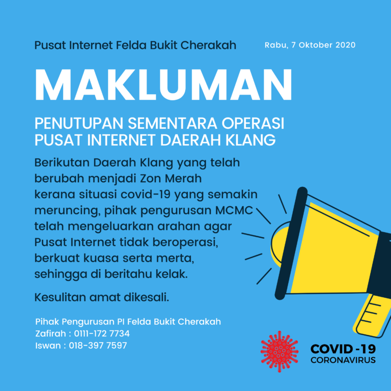 NOTIS PENUTUPAN SEMENTARA OPERASI PUSAT INTERNET DAERAH KLANG