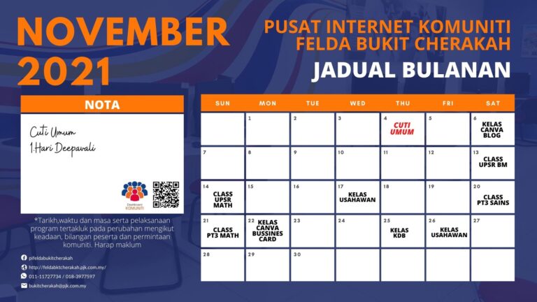 Jadual Aktiviti PIK FBC Nov 2021