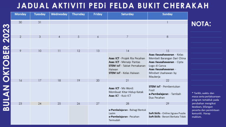 Plan jadual aktiviti okt 2023 new